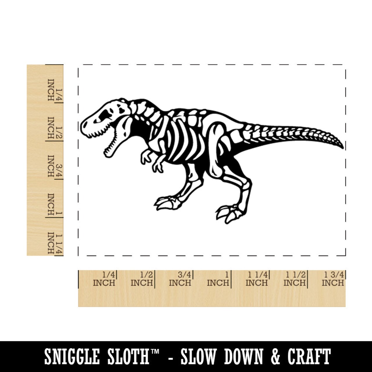 Tyrannosaurus Rex Dinosaur Skeleton Fossil Rectangle Rubber Stamp for Stamping Crafting